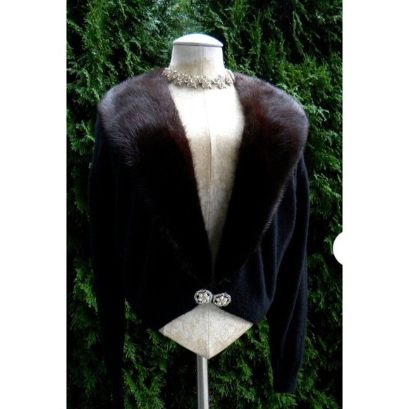 VINTAGE BLACK Fancy Fur jacket by Hadley Sze S - Picture 3 of 15